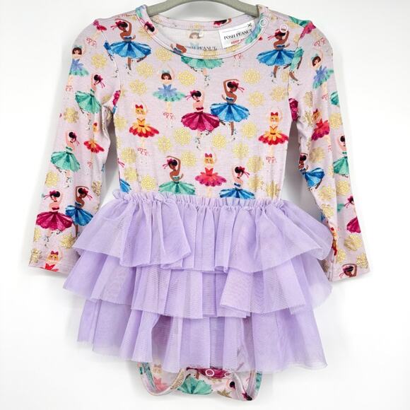 Posh Peanut Adalyn Tulle Tutu Bodysuit Dress 6-12 Months Ballerina - Picture 1 of 7